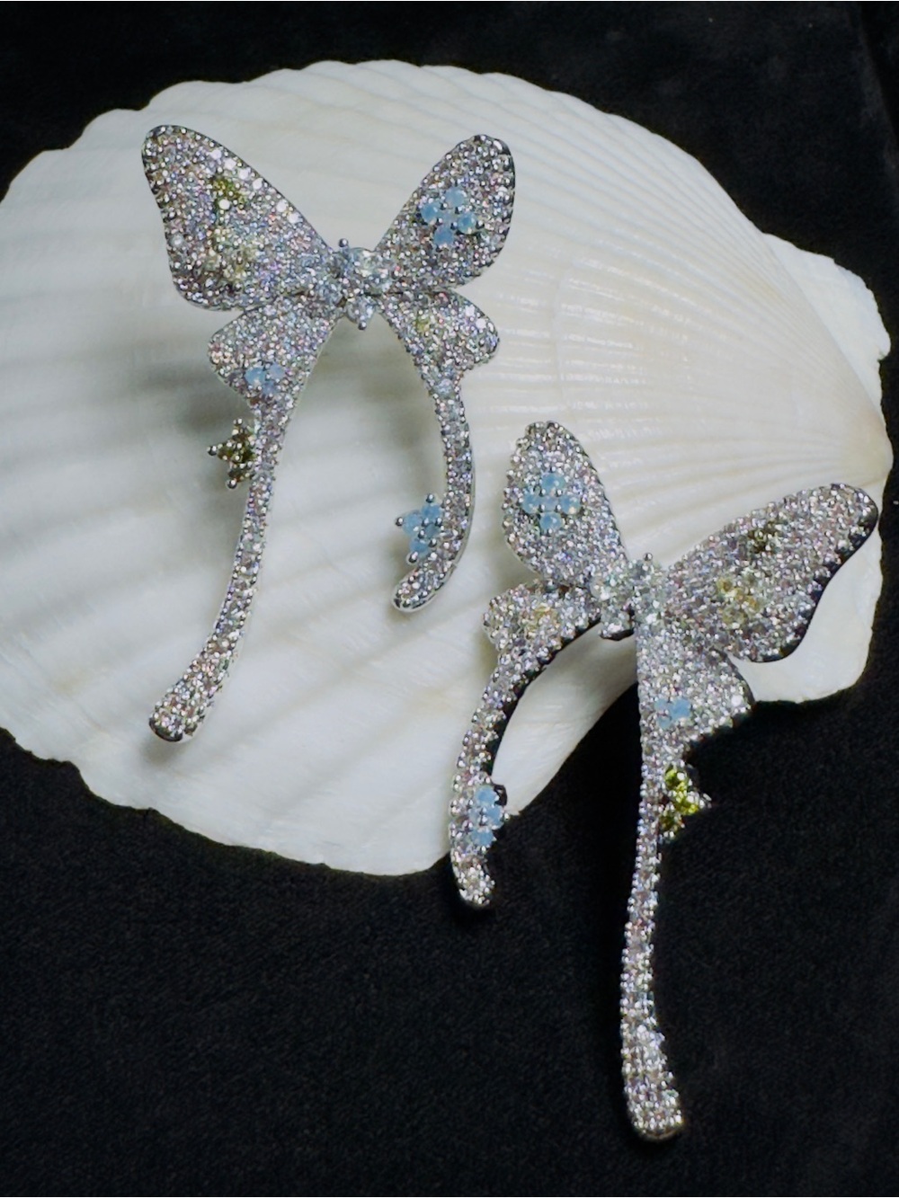 Luxury Sparkling Butterfly Pavé Long Earrings S925 Posts